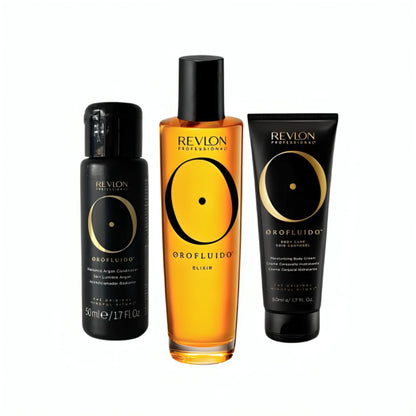 Orofluido™ Travel Bundle Minis - Elixir 100ml, Body Cream 50ml, Radiance Argan Conditioner 50ml