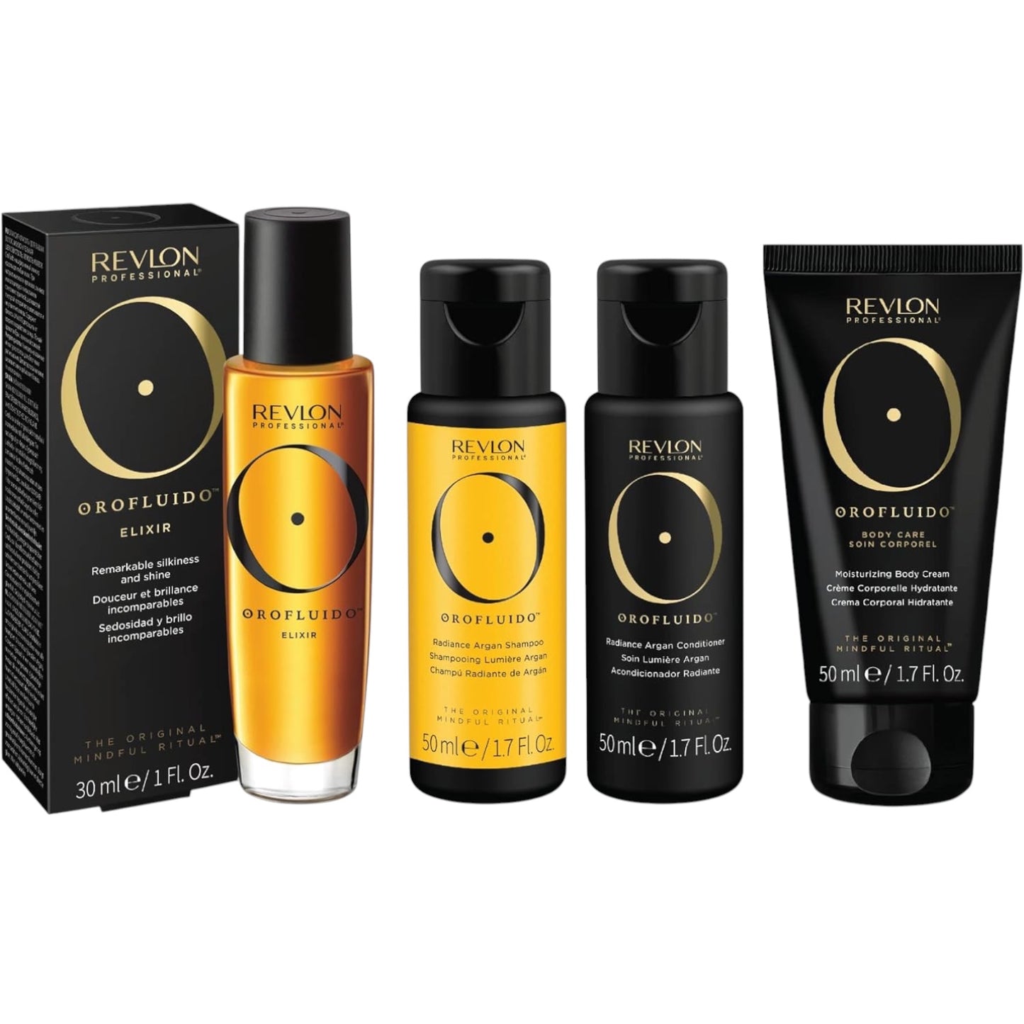 Orofluido™ Travel Bundle Minis - Elixir 100ml, Body Cream 50ml, Radiance Argan Conditioner 50ml