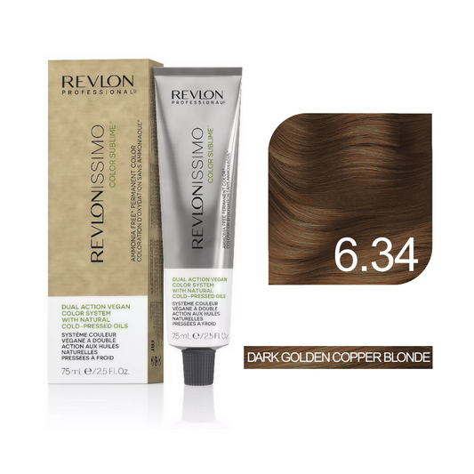 Color Sublime™ Ammonia Free - Dark Golden Copper Blonde Hair Color Cream Permanent Hair Color, for Salon & Home Use - Rich Shades for Grey Coverage & Vibrant Hair Color – 75ml